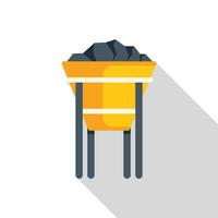 Mining cart full of coal with long shadow vector