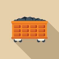 Mining cart carrying coal from mine on rails vector
