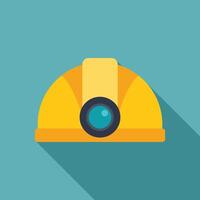 Yellow mining helmet with headlamp flashlight is casting shadow vector