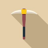 Pickaxe with wooden handle and long shadow casting right vector