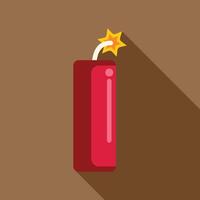 Red dynamite stick with burning wick icon vector