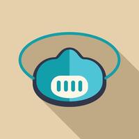 Blue respirator mask with filter preventing air pollution vector