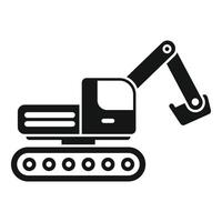 Crawler excavator operating with extended arm icon vector