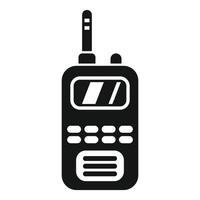 Portable radio transceiver with display for communication is standing upright vector