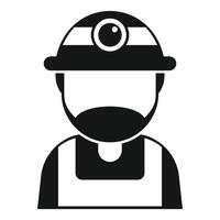 Coal miner wearing helmet with headlamp icon simple style vector