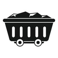 Black silhouette of a mining cart carrying stones vector