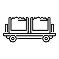 Mining cart carrying coal moving on rails icon vector outline