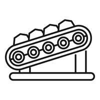 Conveyor belt transporting coal from mine line icon vector