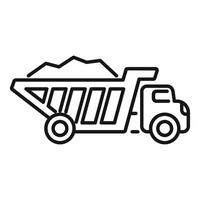 Dump truck carrying load line icon side view vector