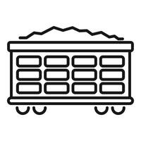 Mining cart full of coal moving on rails icon outline vector