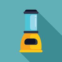 Yellow electric blender with empty glass container standing on turquoise background vector