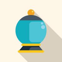 Blue magic ball with yellow top standing on a stand with long shadow vector