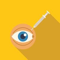 Syringe injecting vaccine substance into eyeball icon vector