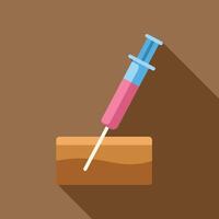 Syringe injecting substance into block of soil for science experiment vector