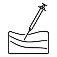 Syringe injecting liquid substance icon vector outline