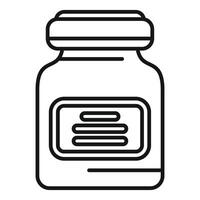 Medical glass bottle having label for pills using in hospital having lid on top icon outline vector