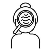 Neurologist analyzing brain waves with magnifying glass icon vector