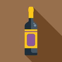 Wine bottle with long shadow standing on brown background vector