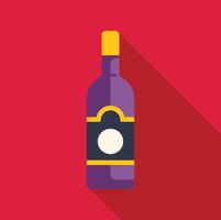 Wine bottle with blank label standing on red background vector
