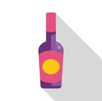 Wine bottle with long shadow on white background vector