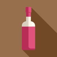 Wine bottle with long shadow flat icon design vector