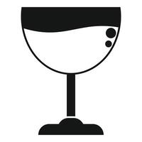 Wineglass with wine forming bubbles icon simple style vector