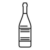 Simple black and white line drawing of a champagne bottle with blank label for your own message vector