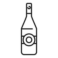Minimalist icon style illustration of wine bottle with blank label for branding mockup vector