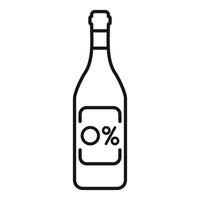 Simple line icon of a bottle with zero percent symbol representing alcohol free drinks vector