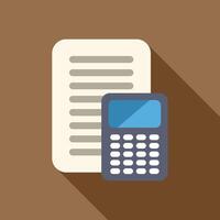Calculator lying near document with numbers for calculation vector