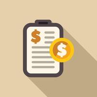 Clipboard showing invoice with dollar coin representing payment vector