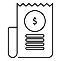Cash register receipt showing total amount icon vector outline