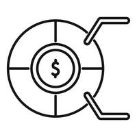 Marketing funnel converting traffic into money icon vector
