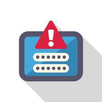 Warning sign displaying on digital tablet screen with password form vector