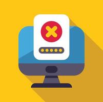 Computer showing error message with password input field vector