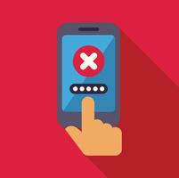 Person entering wrong password on smartphone vector