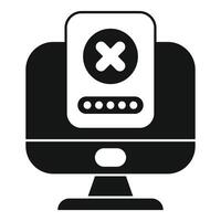 Computer showing wrong password input icon glyph style vector