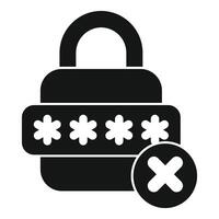 Black padlock showing wrong password attempt icon vector