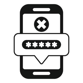 Smartphone showing wrong password notification icon vector