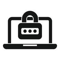 Laptop showing password protection with combination lock vector