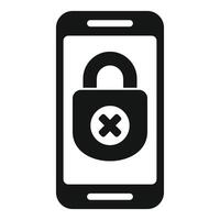 Smartphone showing blocked security lock icon vector
