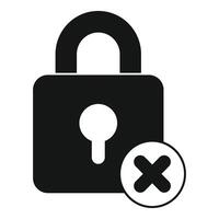 Black closed padlock with cross showing access denied vector
