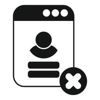 Webpage with user profile being deleted from server vector