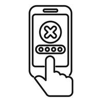 Hand is using a smartphone and entering a wrong password vector
