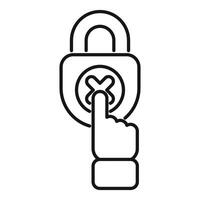 Hand pressing cross mark button on lock icon vector