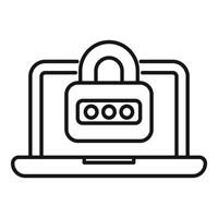 Laptop security system protecting online data with password vector