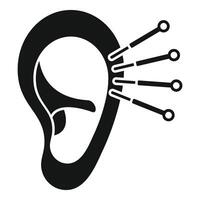 Ear acupuncture treatment with needles stimulating specific points vector