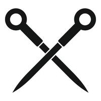Two awls crossing creating a cross shaped shadow on white background vector