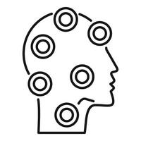 Human head profile showing neural network working with nodes connected vector