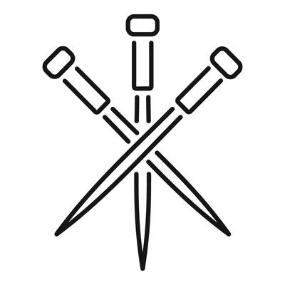 Three metal sewing needles crossing each other forming a triangle icon